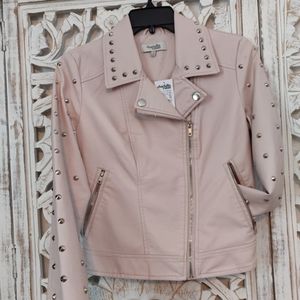 Charlotte Russe Light Pink Leather Studded Jacket